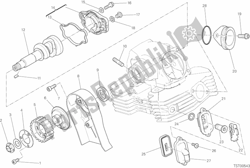 All parts for the Vertical Cylinder Head - Timing of the Ducati Scrambler Urban Enduro Thailand 803 2016